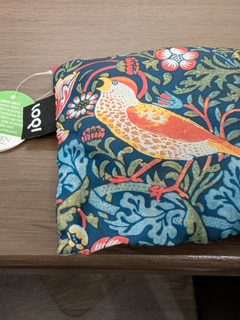LOQ Navy Blue Floral Bird Accent Reusable Tote